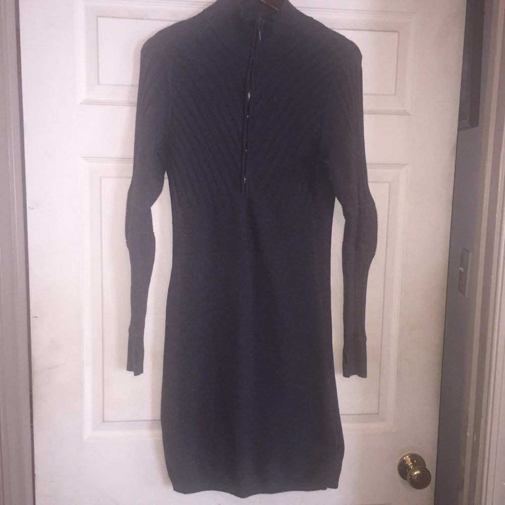 𝅺Athleta gray half-zip sweater dress size medium m